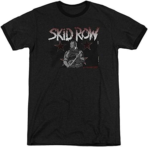 Skid Row Unite World Rebellion Mens Adult Heather Ringer Shirt Black Xl