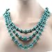 Gem Stone King 24 Inch Stunning Simulated Turquoise Howlite Beads Triple Strands Necklace with Clasp