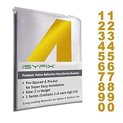 iSYFIX Reflective Yellow Vinyl Numbers Stickers