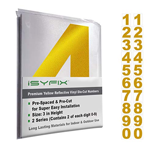 iSYFIX Reflective Yellow Vinyl Numbers Stickers