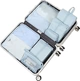 JJ POWER Lightweight Travel Packing Cubes â€“ Multi function, Extra Durable 7 Piece (Blue)