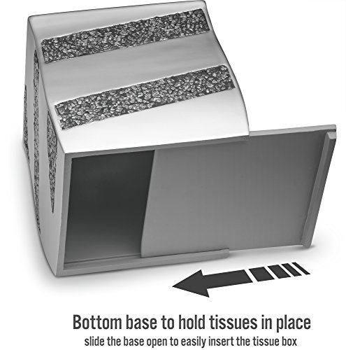 DWELLZA Tissue Box Cover Square - Decorative Bathroom Tissue Holder, Silver Mosaic Collection, Bottom Slider, Bling Sparkle Kleenex Box Covers, Silver Bathroom Accessories - Thumbnail 3