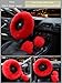 Younglingn Car Steering Wheel Cover Gear Shift Handbrake Fuzzy Cover 1 Set 3 Pcs Multi-colored with Winter Warm Pure Wool Fashion for Girl Women Ladies Universal Fit Most Car (Red)