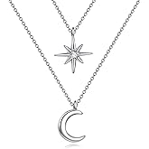 LUHE Star Moon Necklace for Women Sterling Silver Moon Pendant Necklace Star Jewelry Gifts for Women
