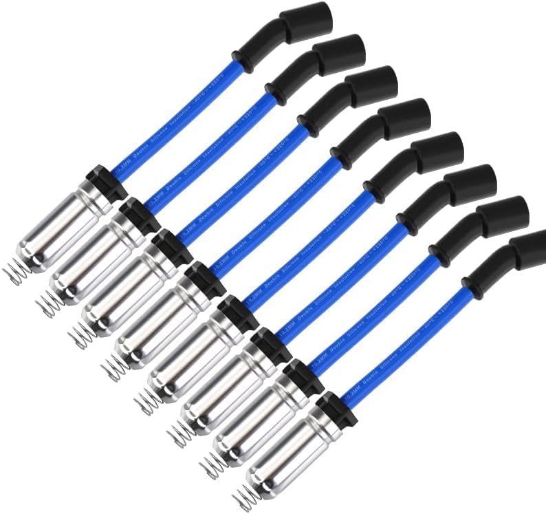 Photo 1 of 10.2 MM Racing Spark Plug Wires for Escalade Avalanche Camaro Colorado Corvette Express Impala Silverado Suburban Tahoe Canyon Savana Sierra Yukon 4.8 5.3 6.0 6.2 7.0 V8 08-20 BLUE