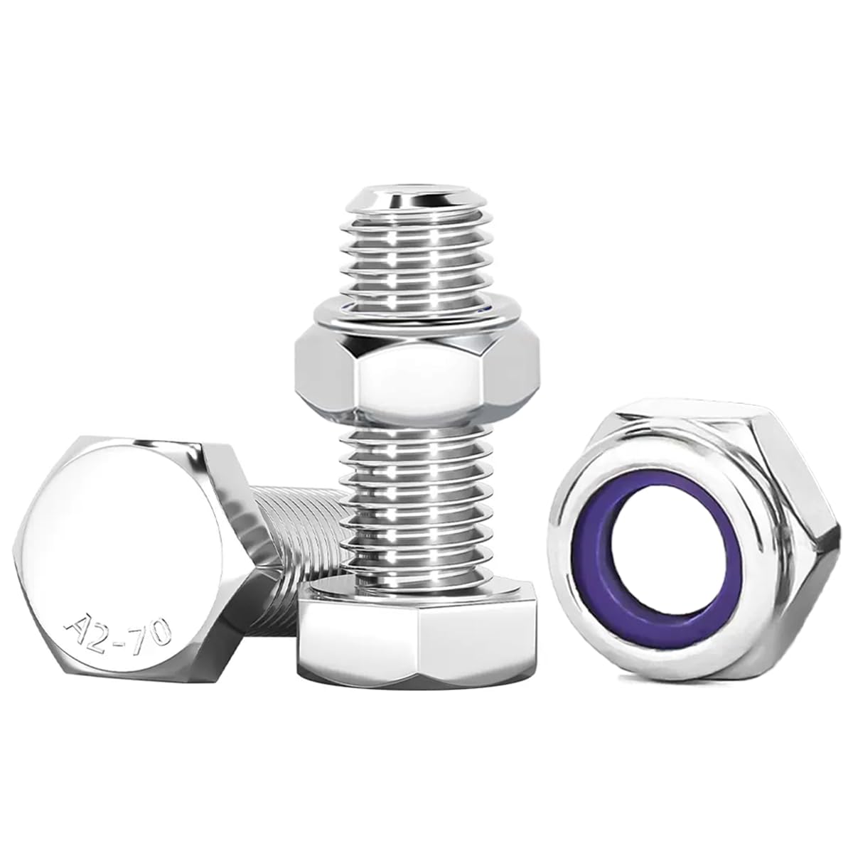 Drenky Nuts & Bolts Assortment: M10 x 20mm Hex Bolts & Lock Nuts Set - 304 Stainless Steel, 10 Pcs — image 1