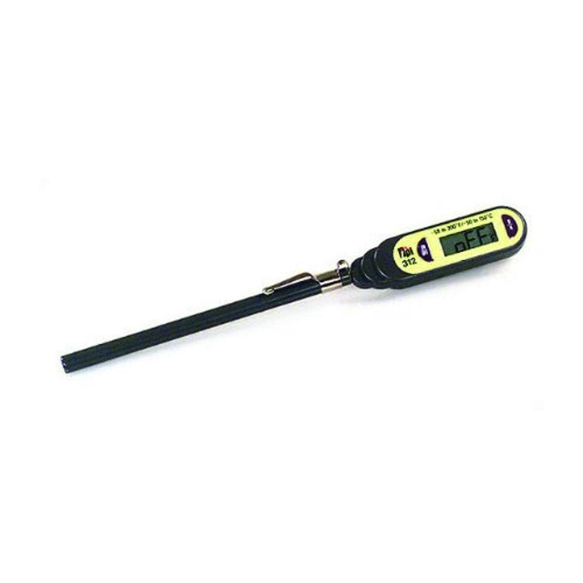 TPI 312C Auto Calibrated Water Resistant Pocket Digital Thermometer with Penetration Tip, 5" Stem, -50°C to 150°C, -58°F to 300°F, ±1°C Accuracy