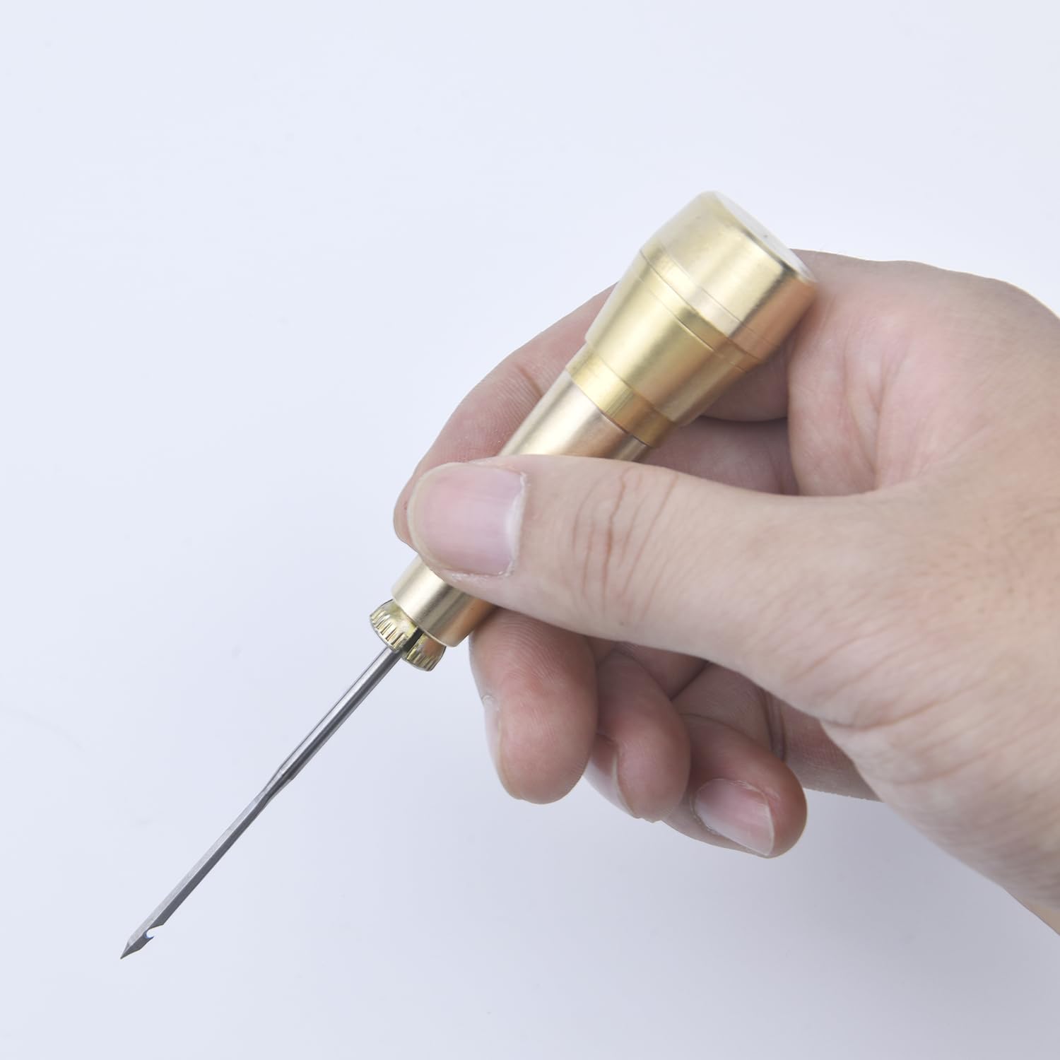 abolius 2 Pcs Leather Sewing Awl Needle with Copper Handle, Sewing Awl Hand Stitcher Shoe Repair Tool Kit, Leather Craft Needle Kit Shoe Repair Tool with 6 Needles