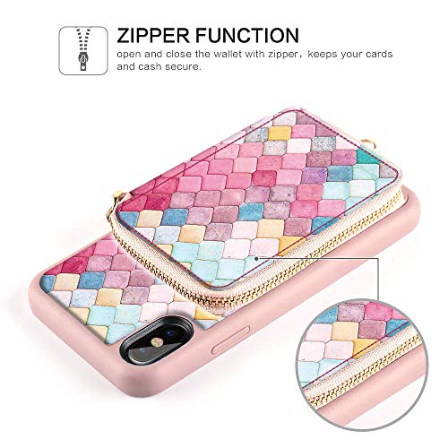 image for ZVE Case for Apple iPhone Xs and iPhone X, 5.8 inch, Zipper Wallet Cas