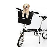 ANZOME Bike Basket, Folding Small Pet Cat Dog Carrier Front Removable Bicycle Handlebar Basket Quick Release Easy Install Detachable Cycling Bag Mountain Picnic Shopping – Purple