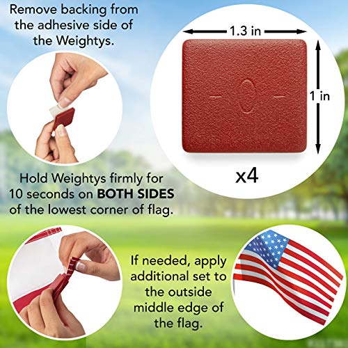 WEIGHTYS Original USA Made Flag Weights 2 Pair Trademarked Flag
