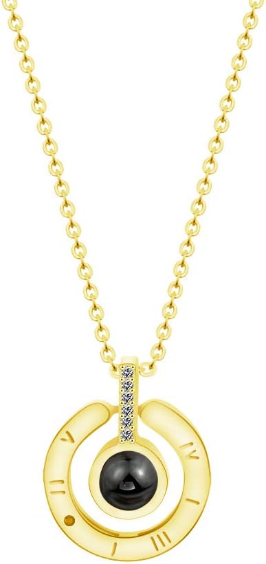 VAttract Womens Projective Pendant Necklace, Memory of Love Necklace, 100 Different Languages I Love You Necklace Jewelry
