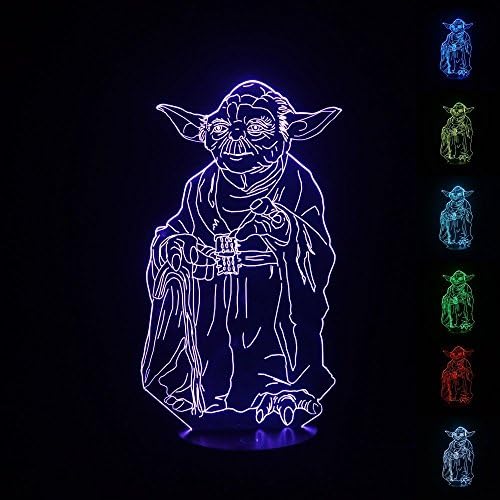 Voorpret Superhero 3D Illusion Light Optical Bedroom Night Color Change LED Desk Table Lamp (Yoda Master)