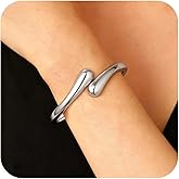 LUDKCCIR Chunky Gold Bangle Bracelet for Women Trendy, Adjustable Twist Hug Cuff Bangle 14 K Gold Plated for Women Elegant Waterproof Fashion Jewelry Gifts Non Tarnish