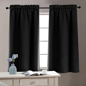 Amazon Com Black Curtains Living Room Darkening 63 Inches Long