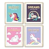 Unicorn Inspirational Motivational Quotes Wall Art Prints | Posters for Girls Bedroom Decor | Art Prints Teen Room Decorations | 8x10 Unframed
