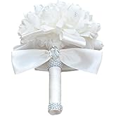 Eldwviz Wedding Bouquets for Bride, Wedding Bouquet Bridesmaid，Bridesmaid Holding Flowers for Wedding Decoration (White+White)