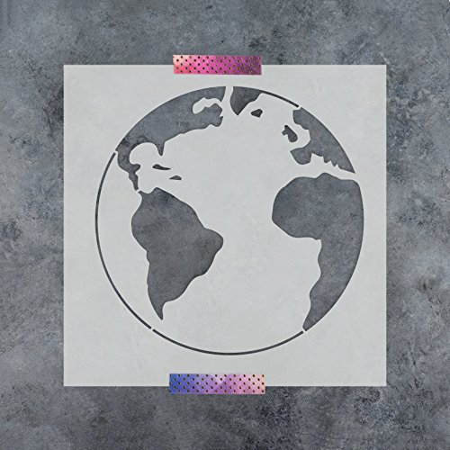 Earth Stencil Template - Reusable Stencil with Multiple Sizes Available