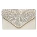 Fashion Road Women Satin Clutch, Rhinestone Evening Clutch, Envelope Clutch Purse, Pleated Flap Handbag for Wedding, Party and Prom Apricot