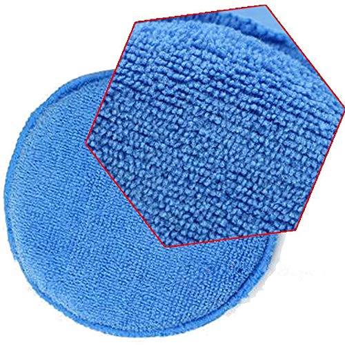 KingBra 15 Pcs Soft Microfiber Wax Applicator Car Polisher Pad Kit Cars Vehicle Glass Clean Cars Wax Applicator Foam Sponge for Car Paint,Soild Wood,Stone, Blue 5Inch