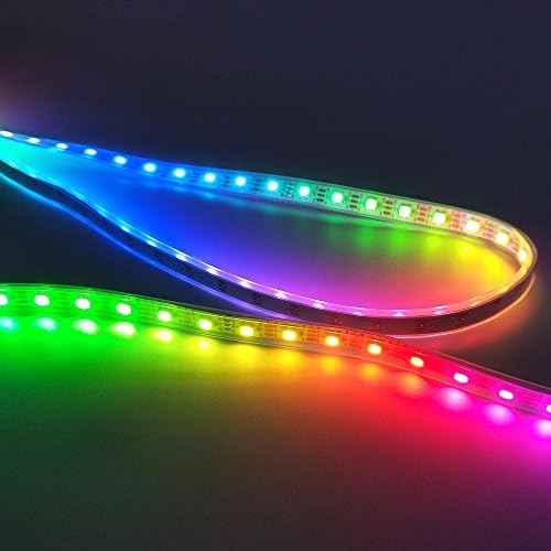HAMRVL DC5V 16.4ft WS2812 Individually Addressable LED Strip Light SMD300 5050 Pixels Dream Color Waterproof IP66 White PCB 5M