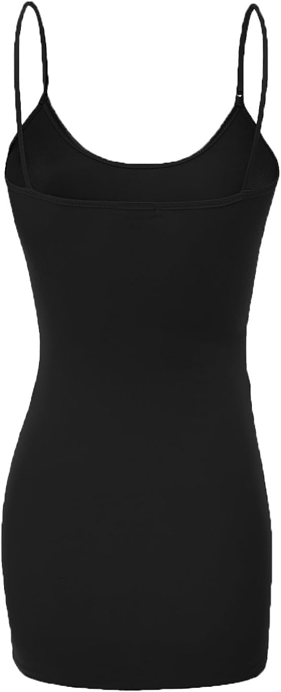 Emmalise Women's Basic Casual Long Camisole Adjustable Strap Cami Layering Top: Clothing