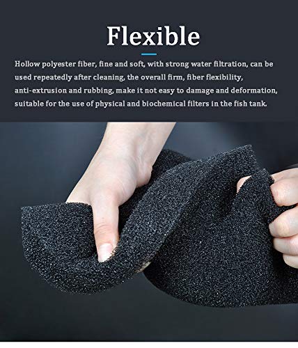 NGe Reusable Aquarium Biochemical Cotton Filter Sponge Pad Black 50x50x2cm (Medium Hole)