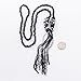 JANE STONE Fashion Black Long Beaded Necklaces Tassel Necklace Bead Necklace Vintage Flapper Necklace Crystal Jewelry for Women Girls