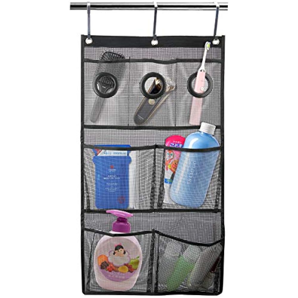Quick Dry Hanging Mesh Shower Caddy Bath Organizer With 7 Pockets, On