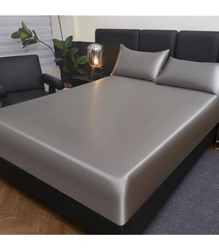 I_M様 Amazon.com: 1 Piece Satin Fitted Sheet Only Classic Luxury