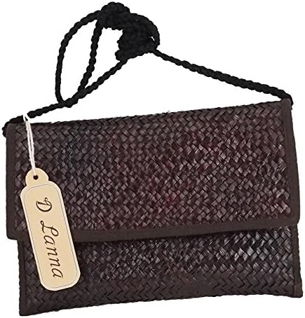 Straw Krajood Clutch Bag Rattan Purse Woven Women Cross Shoulder Handmade Brown Nature New Handcraft