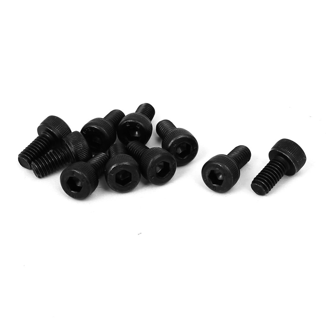 Sourcingmap M4 x 8mm Alloy Steel 12.9 Grade Cap Point Hex Socket Head Screw Black 10PCS