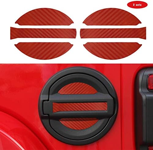 MLING Car Fuel Gas Oil Tank Cap Cover Adhesive Sticker Fuel Filler Cap Decoration Trim Compatible for Wrangler JL 2018 2019 (Red)
