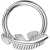 Pierced Owl 16GA G23 Implant Grade Titanium Front Facing Leaf Hinged Segment Ring