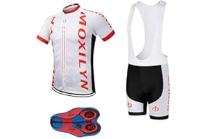 MOXILYN Men's Quick-Dry Cycling Jersey Set Road Bike Bicycle Shirt + Bib Shorts with 9D Gel Pad MTB Riding Clothing Kit
