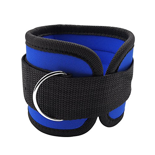 Ankle Straps for Cable Machines, 2-Pack Padded Ankle Strap Leg Strap with D-Ring for Exercise Weight Lifting, Men, Women, Ankle Fitness (Blue) - Thumbnail 3