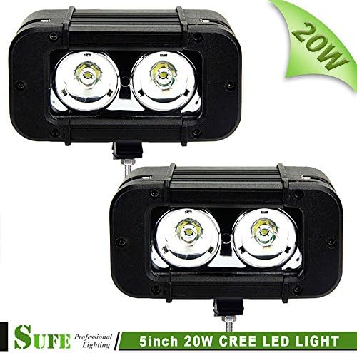 2PCS 5 INCH 20W CREE LED Light Bar For Off Road 4X4 Truck Tractor 4WD SUV ATV BOAT MINING JEEP Wrangler Projector Lens Single Row LED Driving Bar Light Work Lamp Heavy Duty USE 12V 24V IP68