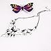 QIYUN.Z Enamel Butterfly Pendant Bib Fringe Y Neck Lariat Necklace Stud Earrings Set