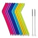 tifanso Reusable Silicone Drinking Straws - 14 Pieces Big Size Flexible Straws Including Cleaning Brushes Compatible for 20 and 30 oz Tumblers RTIC/Yeti, Extra Long Bendy Straw, No Rubber Taste