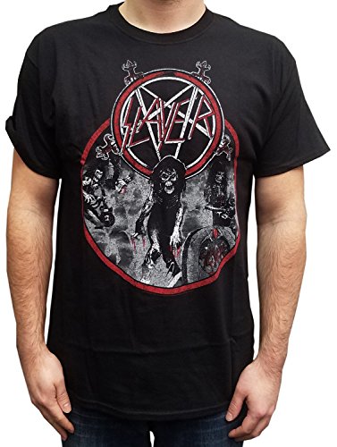 Slayer men s undead pentagram vintage t-shirt, black, x…