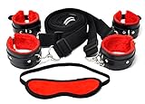 Deluxe Adjustable Furry Handcuffs and Ankle Restraint kit for the bed for BDSM bondage cosplay - By 50 Shades of play