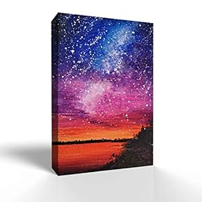 Canvas Wall Art for Living Room,Bedroom Home Artwork Paintings Quiet Starry Night Ready to Hang - 12x18 inches