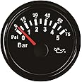 ELING Car Boat Oil Pressure Gauge Meter 0-5 bar 0-75 Psi 52mm 2" 12V 24V with Backlight