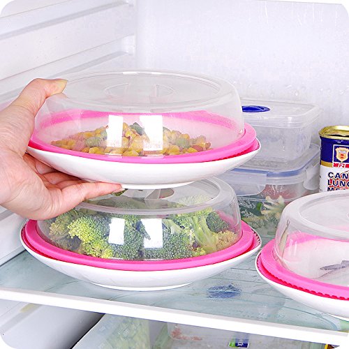Denshine Microwave Plate Cover Universal Microwave Cover for Food Dishwasher Safe, Easy to Clean Plate Cover for Plates, Bowls (Pink)