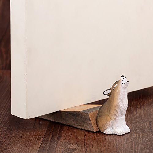 Friendly House Wooden Animal Novelty Wedge Door Stopper (Wolf)