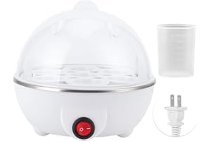 BOENLU Electric Egg Boiler Multifunctional Mini Eggs Cooker Steamer Poacher for Kitchen Use White PP Stainless Steel 350W 375