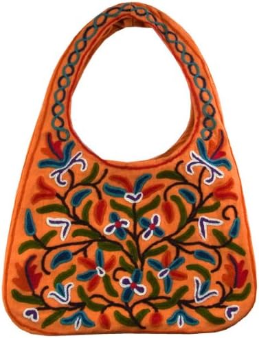 Amazon トートバッグ レディース キャンバス カシミール 花 刺繍 Mitra オレンジ バッグのトロピカル ムーン トートバッグ