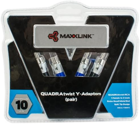 Maxxlink VRCA-Y2MV3 QUADRAtwist Dual Male to Single Female Y-Adaptor, Pair