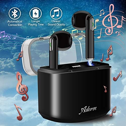 Wireless Earbuds, iFuntec Bluetooth Headphones with Mic Compact In-Ear Headphones Mini Cordless Sports Earphones Stereo True Wireless Earbuds with Portable Charging Case for Android Smartphones, Black