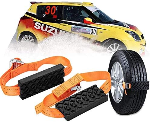 Car Tire Anti-Skid Block, Cable Snow Tire Chain Reusable Car Anti Slip Tire Traction Easy Installation/Removal for Car Truck SUV Emergency Winter Driving (2 PCS)